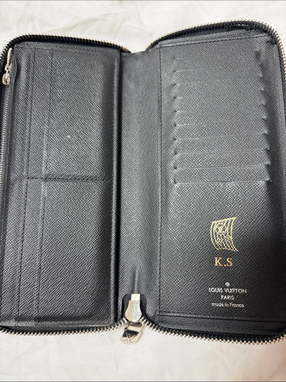 Louis Vuitton Black Epi Leather Zip Around Wallet